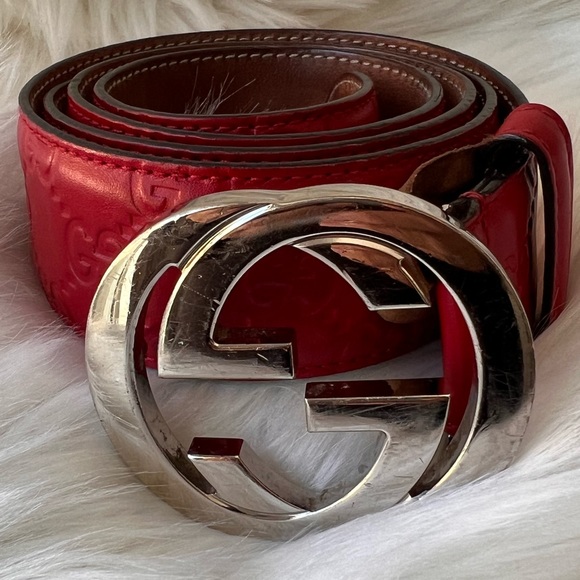 GUCCI Interlocking G Logo Red Authentic Men’s Belt - Picture 2 of 12